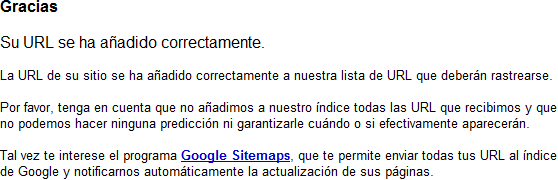 Aparecerá este mensaje para confirmar que tu espacio se agregó correctamente