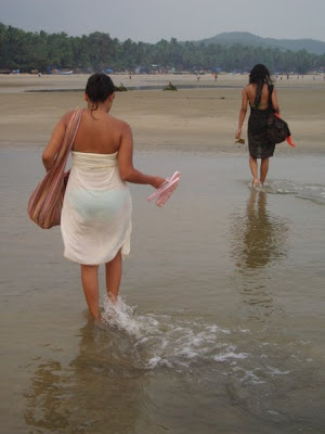 back view panty in beach indian
