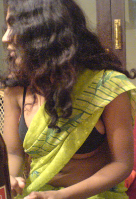 only with bra in saree