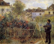 Renoir - Claude Monet pintando no jardim em Argenteuil