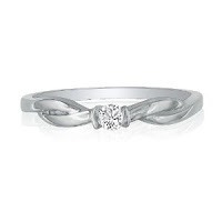 Twist Band Diamond Promise Ring in 10K White Gold (.07ct tw)