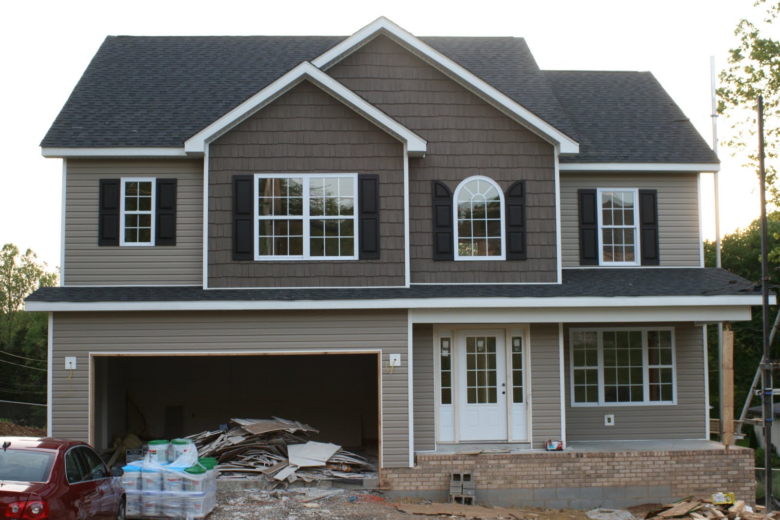 New House Construction Progress Siding and Drywall Complete