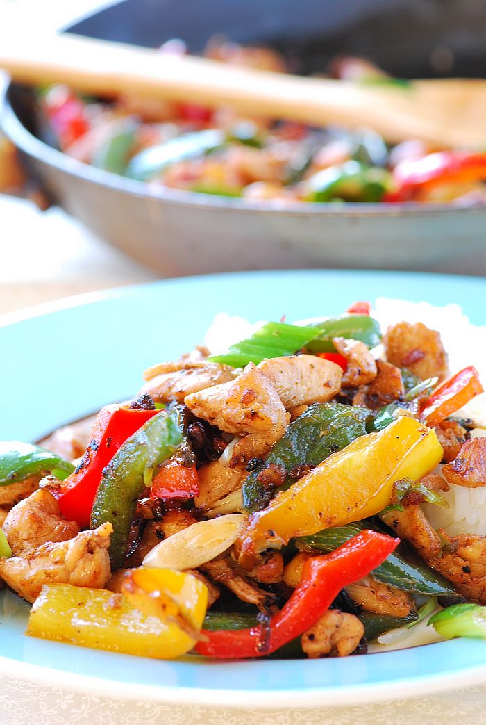 When East meets West Chicken and jalapeno & bell pepper stir fry