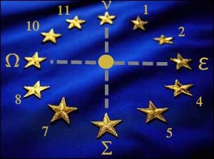 A MAGIC CLOCK OF MY CREATION. EU flag of 12 Stars