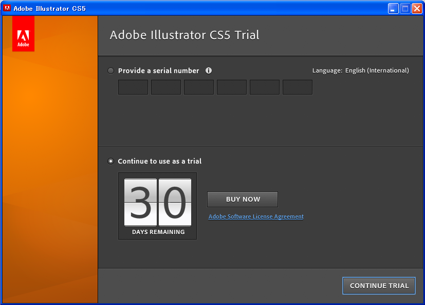 Life With Adobe Illustrator Cs5体験版を起動する 英語版