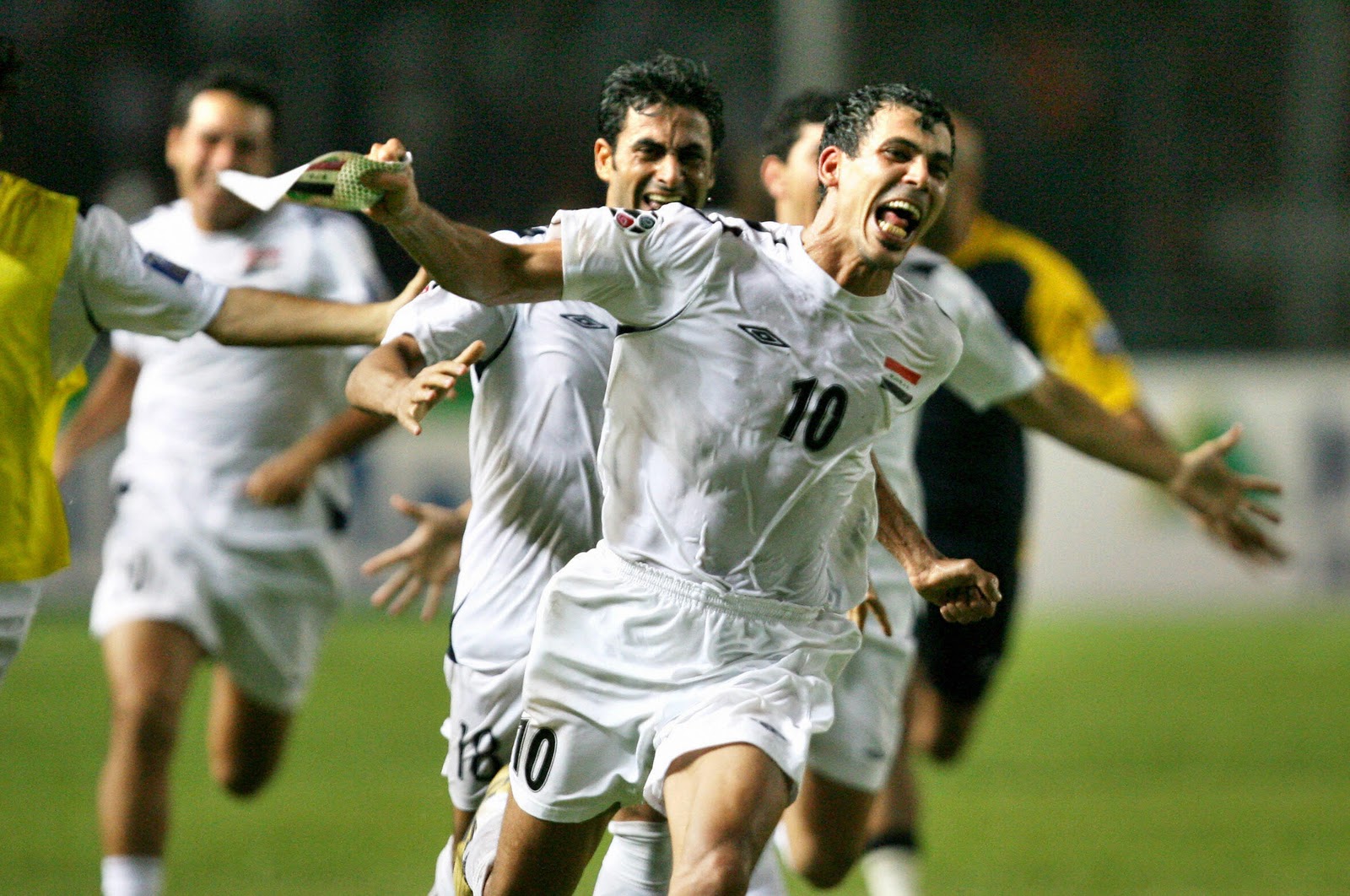 Younis Mahmmoued celebrates after scoring the winner in the 2007 asian