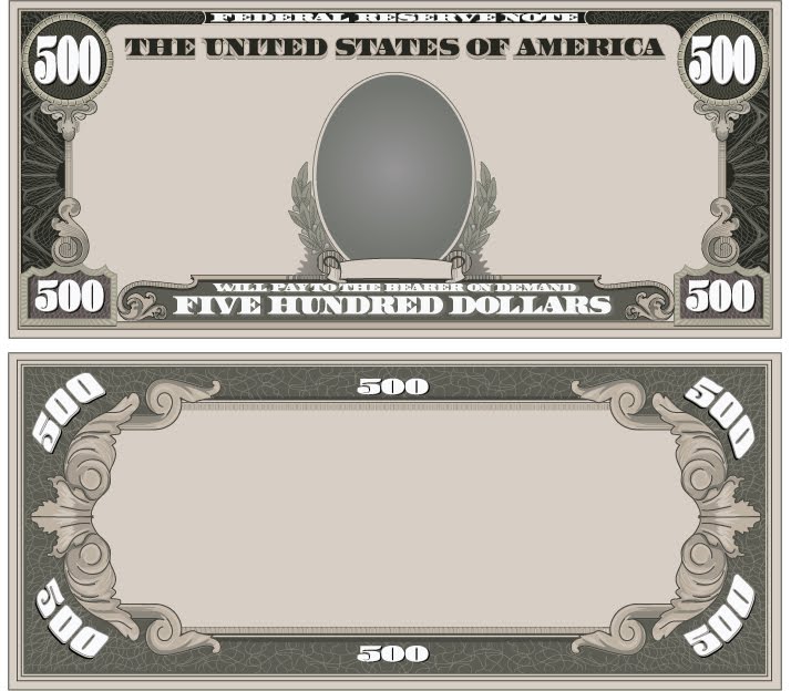 500 dollar bill. 500 Dollar Bill front and back