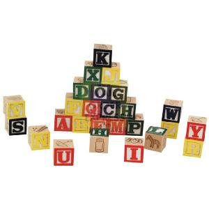 and alphabet blocks.