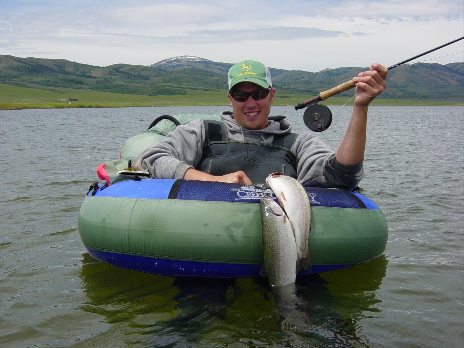 Fly Fish Idaho Rainbow, Brooke, Brown, Trout Float Tube Fly Fishing In