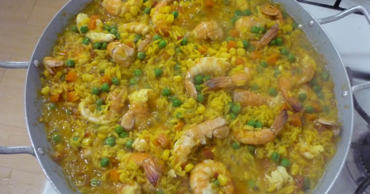 simplemente cocinando Paella de cigalas, gambas y verduras