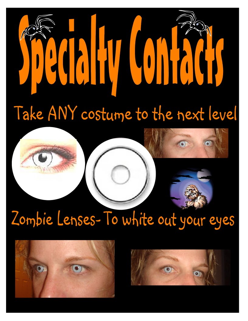 HALLOWEEN EYES COSTUME CONTACTS ZOMBIE GHOST WHITE OUT EYES