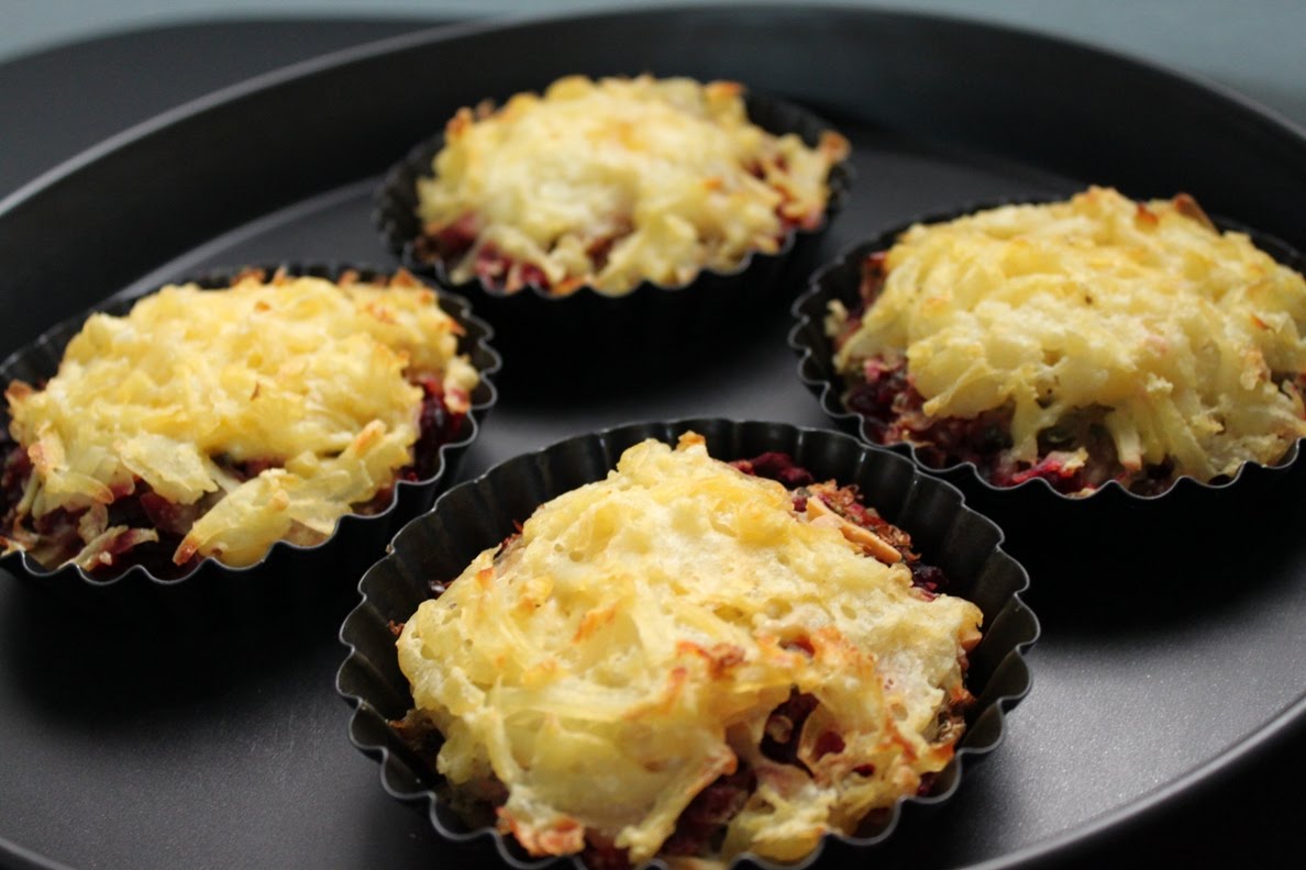 My Aromatic Kitchen Potato Rosti with grated Beetroot, Onion and Cheese