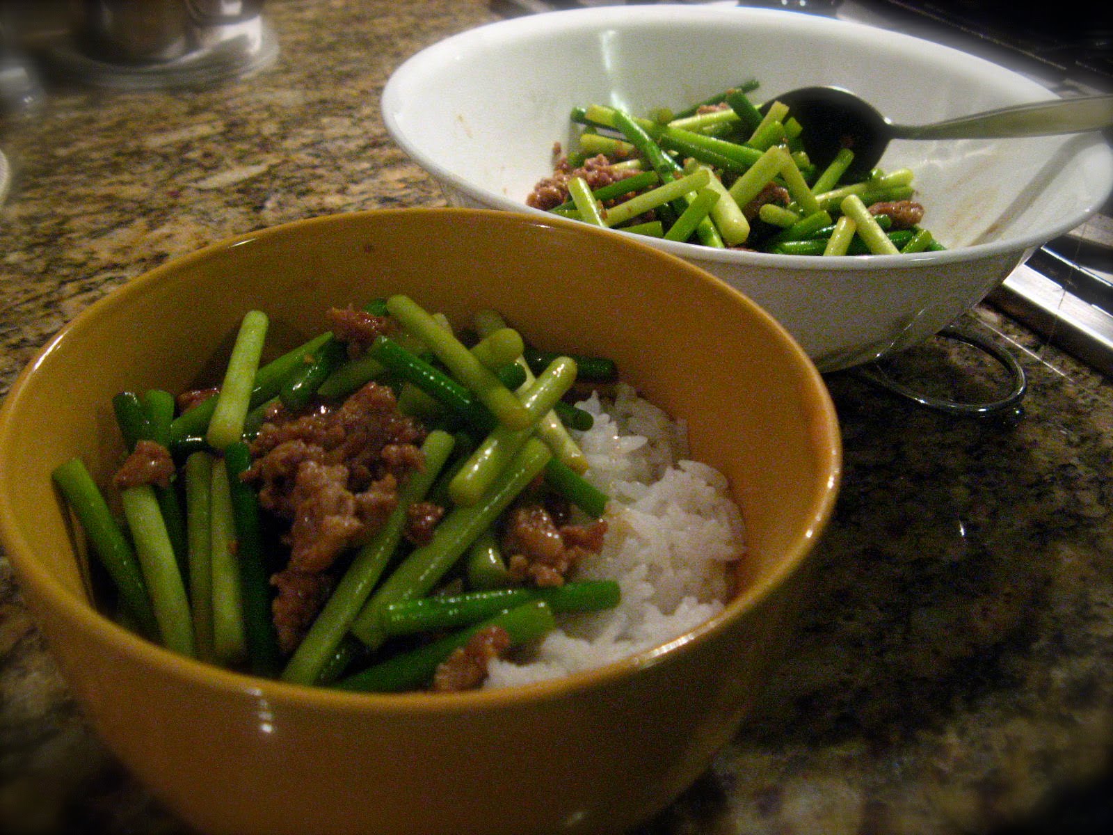 Life is 2 Mu(n)ch Cooking garlic shoots