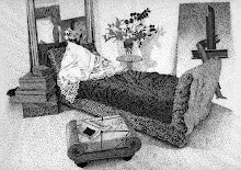 Rendering- Bedroom Interior, Ink Stipple