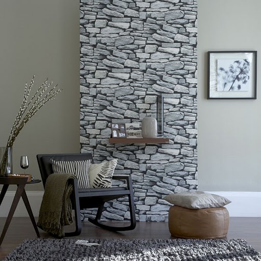 wallpaper designs for living room. This gray stone wall paper