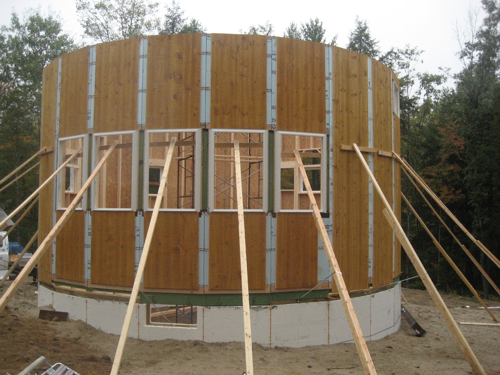 Wooden Panel Yurt Walls are up