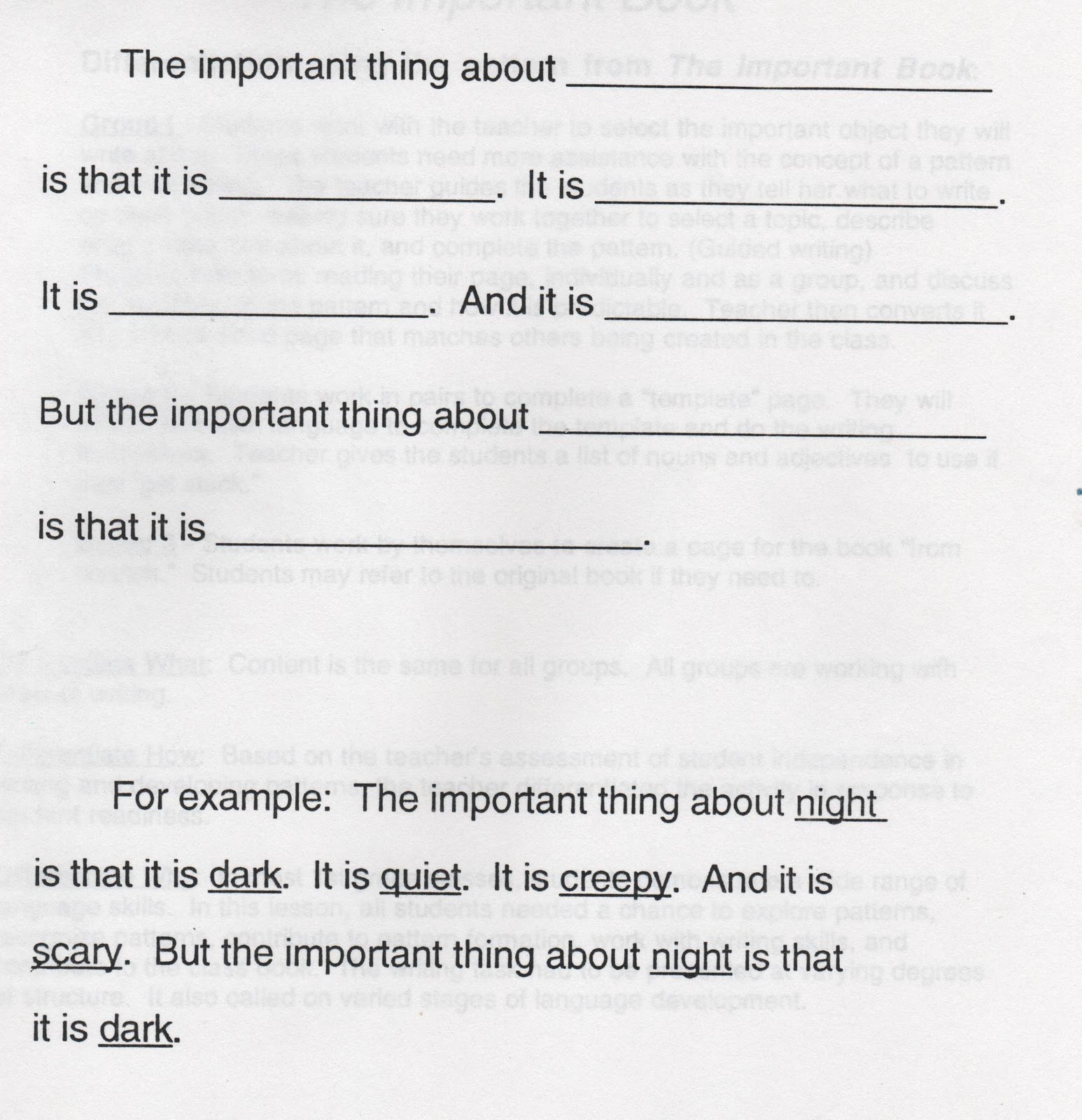 elementary school enrichment activities the importatnt book the important book