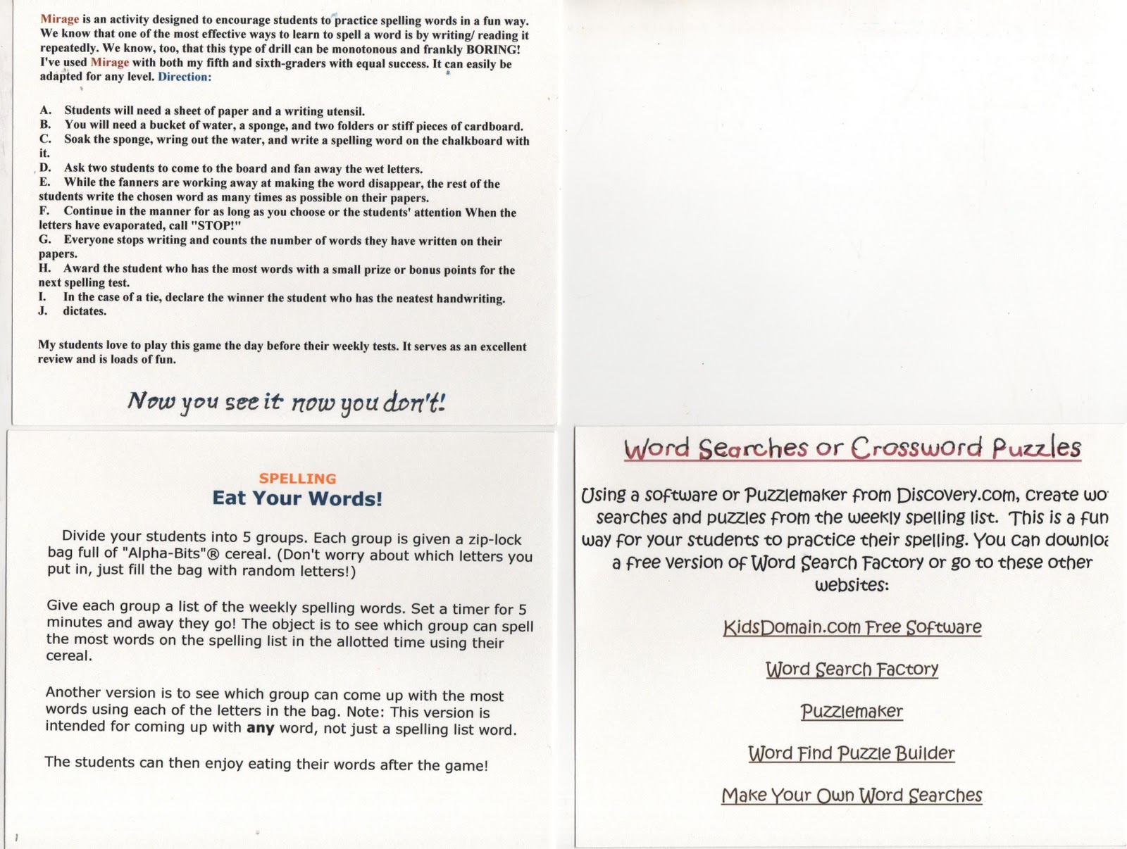 ELEMENTARY SCHOOL ENRICHMENT ACTIVITIES: January 2011