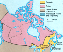 Map of Canada in the 1800's