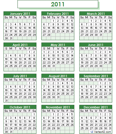 Yearly Calendar 2011 Printable on Calendar