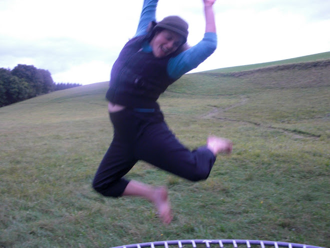 enjoying the trampoline in the country