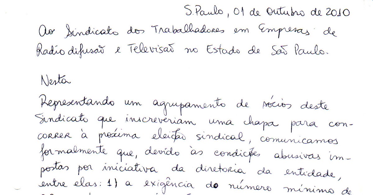 Modelo De Carta Do Sindicato vrogue.co