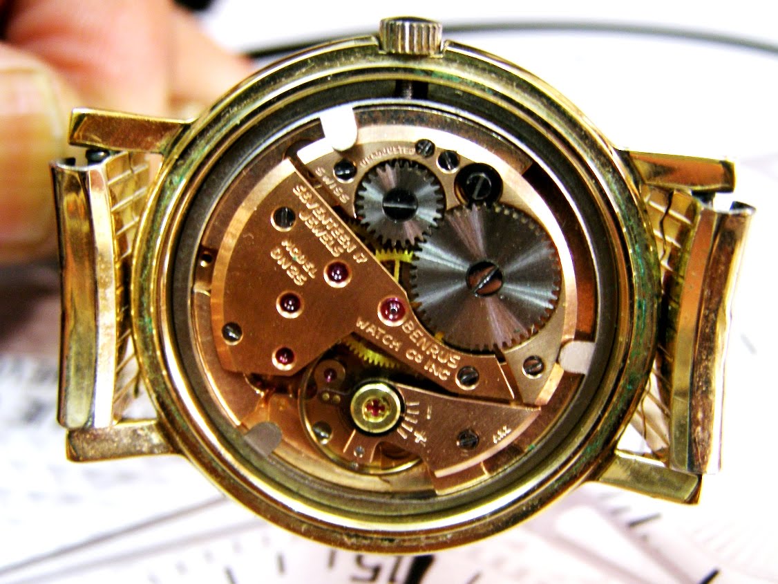 wristwatch AUTHENTIC VINTAGE 14K GOLD FILLED BENRUS DIAMONDS GENTS