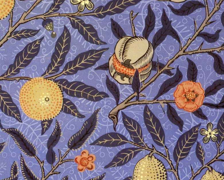 Pre Raphaelite Art: William Morris - Blue Fruit Wallpaper