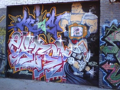 retro graffiti characters street walls