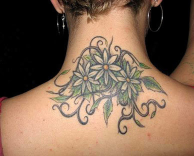 Beautiful flower tattoos designs on neck picture