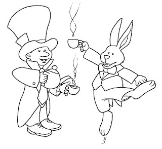 Desenhos Para Pintar coelho dançando com café