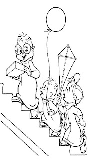 Desenhos Para Pintar Alvin e os Esquilos Subindo As Escadas