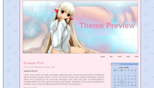 Free Pink Chobits Manga Wordpress Theme