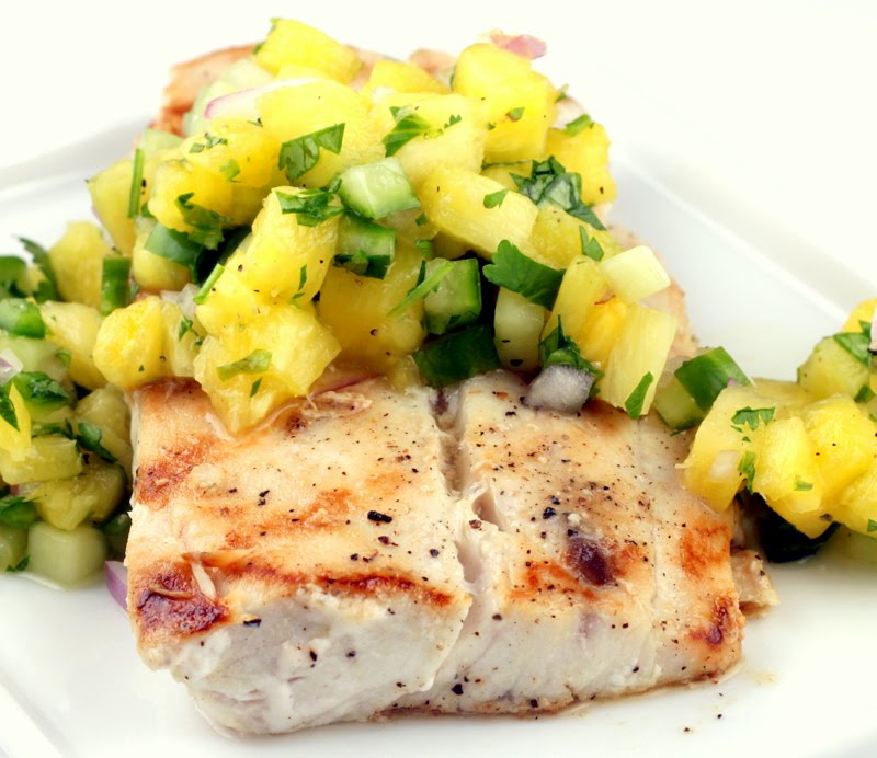Sugar Cooking Grilled Mahi Mahi with Pineapple Cucumber Salsa