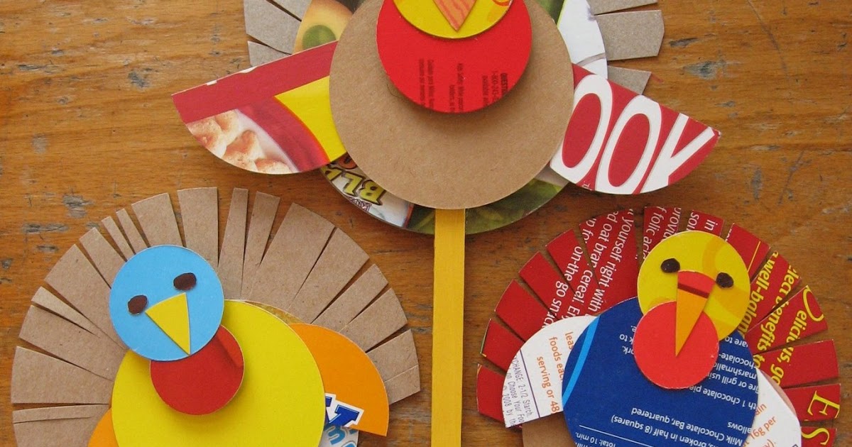 Preschool Crafts for Kids* Thanksgiving Cereal Box Turkey