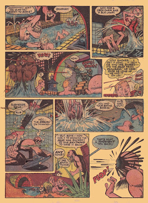 Men in a turish steam bath are shown in a classic rare comic page by artist Jack Cole