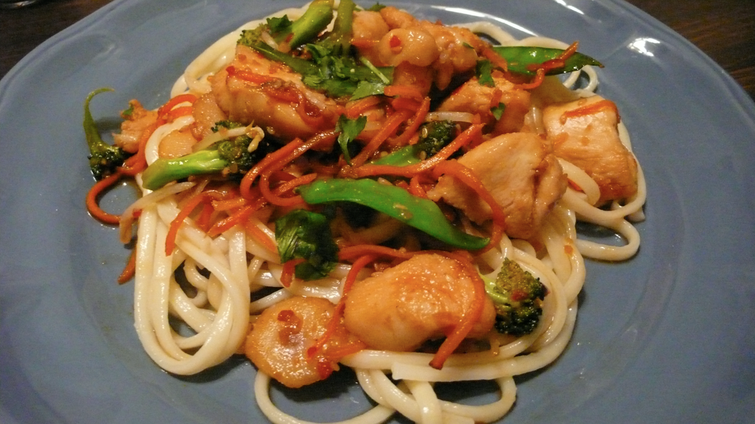 Sarah's Kitchen Adventures Chicken Teriyaki Stirfry over Udon Noodles