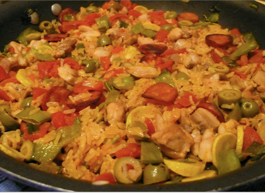 Sarah's Kitchen Adventures CEiMB Chicken Paella with Sausage and Olives