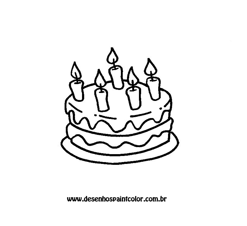 12 Desenhos de Bolo de Aniversário para Colorir e Imprimir - Online Cursos  Gratuitos