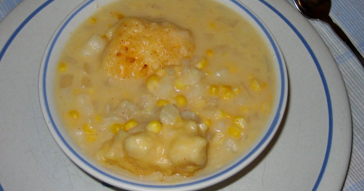 Something Blue Kitchen Corn Chowder with Dumplings