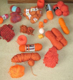 orange yarn stash