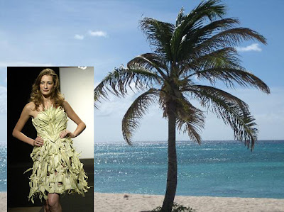 Dress Model Runway on This Runway Model Is Wearing A Dress That Has A Texture Of A Palm Tree