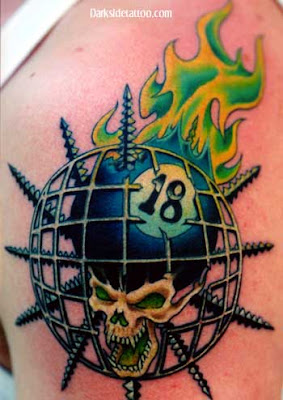Skull Tattoo with Fire on Arm