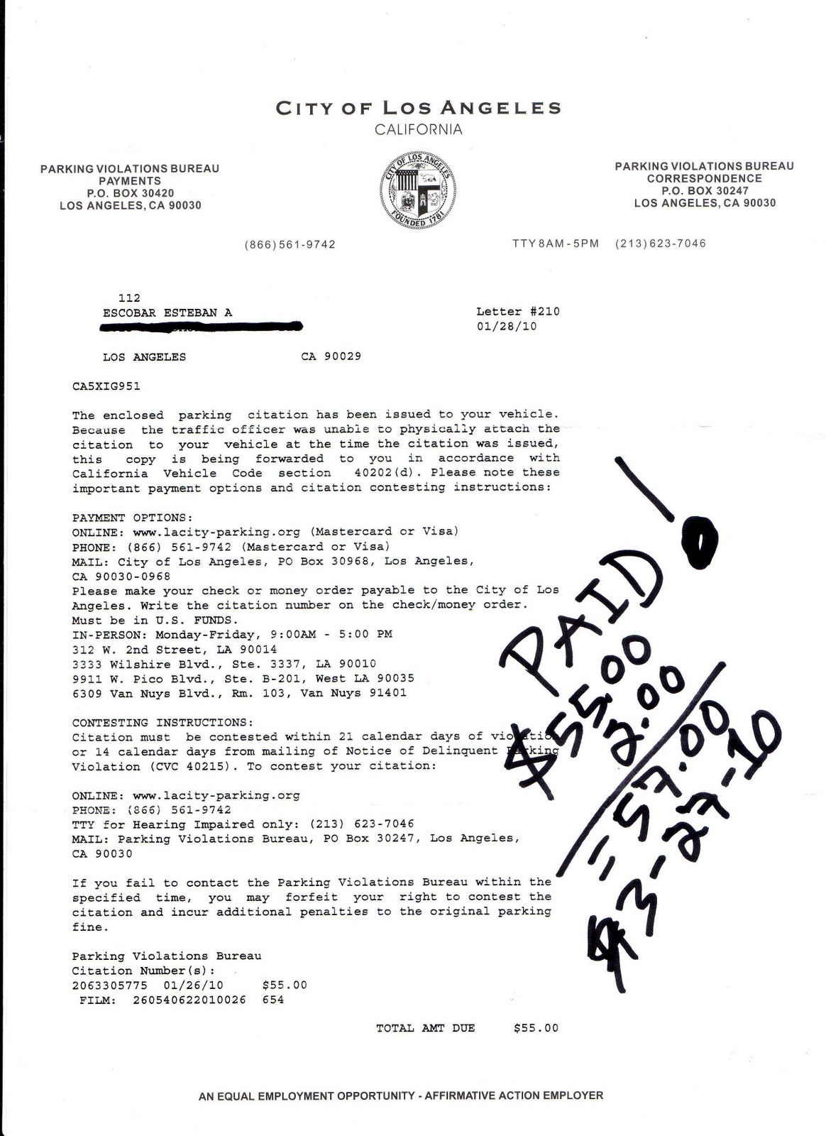 City of Los Angeles Parking Division of the County of Los Angeles