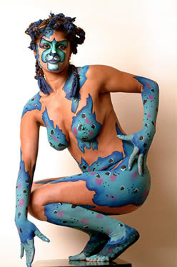 Beautiful Body Painting - Blue Bra
