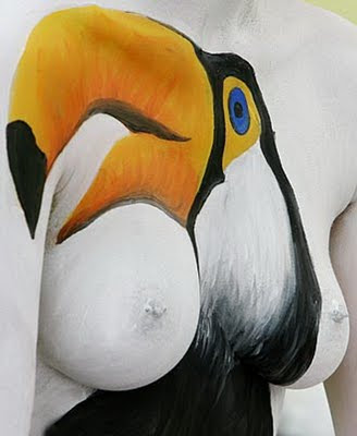 Bird of Beautiful Body Painting in Sexy Fashion Show