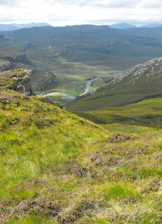 View from slopes of Ben Hope down into the valley below