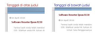 tanggal di bawah judul