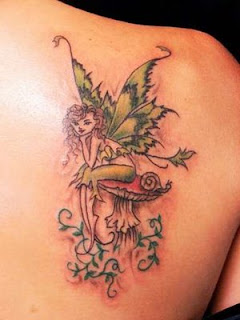 Fairy Tattoo Design On Upper Back