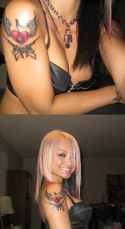 Sexy celebrity Tila Tequila with her good permanent tattoo design in hand.